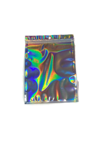 5.5x7.8 Mylar Holographic, Smell Proof, Clear Front Bags, 25 per pack