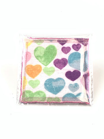 Conversation Hearts Cleansing 3x3 Square Cloths Filler Package, 1 per pack, Now available with Logo Sticker Option!