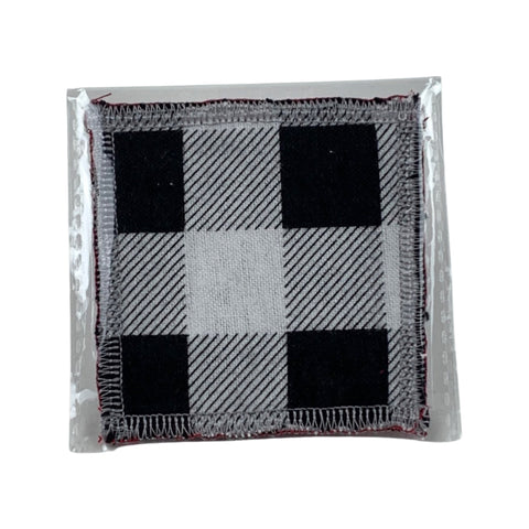 Black and White Buffalo Plaid Face Cleansing 3x3 Square Cloths Filler Package, 1 per pack, Now available with Logo Sticker Option!