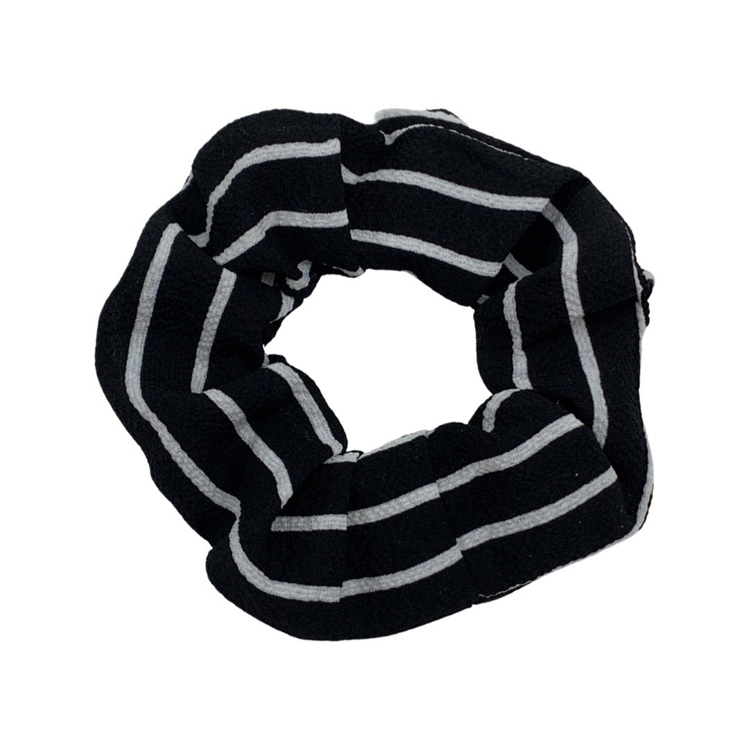 Black and White Stripe Thank You Satin Fabric Scrunchie Filler Pack, 1 per pack. Now available with Logo Sticker Add On Option!