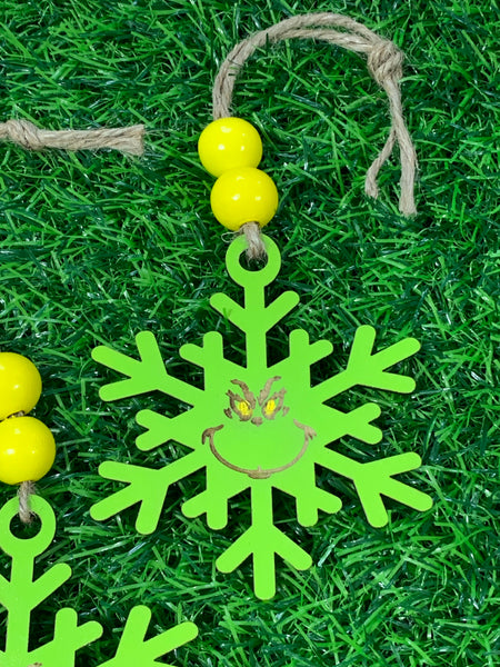 You're a Mean One Green Snowflake 3.5" Wooden Ornament