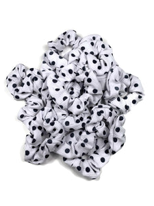 White & Black Polka Dots Thank You Bullet Fabric Scrunchie Filler Pack, 1 per pack. Now available with Logo Sticker Add On Option!