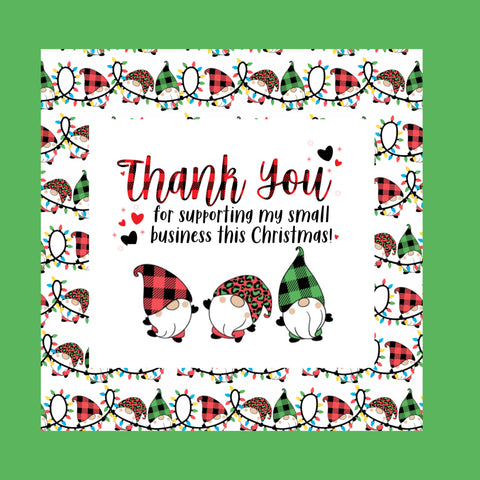 TGD Exclusive! Hanging Christmas Lights with my Gnomies Thank you for Supporting my Small Business This Christmas!  2x2 Square Stickers, 25 stickers per pack
