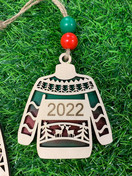 2022 Ugly Sweater 3.5" Wooden Ornament