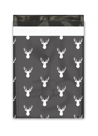 10x13 Gray and White Deer Antler Designer Poly Mailers, Shipping Envelopes, Mailing Envelopes, 20 each
