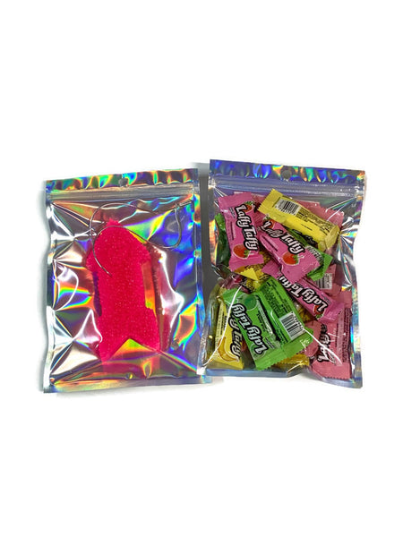 5.5x7.8 Mylar Holographic, Smell Proof, Clear Front Bags, 25 per pack