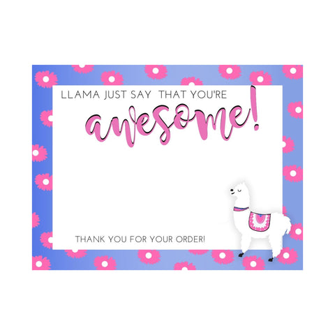 LLama Just Say that You're Awesome!   4"x3" Thank You Cards, 20 per pack