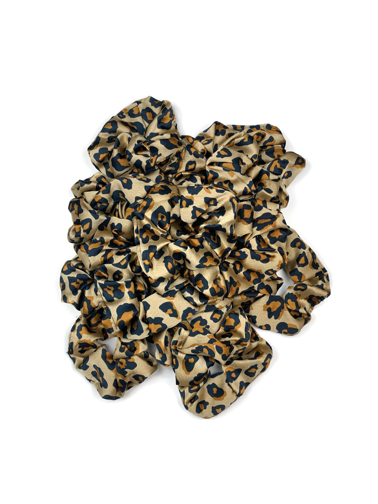 Tan and Gold Leopard Thank You Satin Scrunchie Filler Pack, 1 per pack. Now available with Logo Sticker Add On Option!
