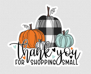 Thank You for Shopping Small Fall Pumpkins 1.5" Die-cut Pack Stickers, 15 stickers per pack