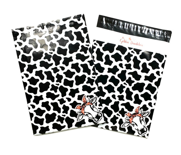 TGD Exclusive 10x13 Cow Print Designer Poly Mailers, Shipping Envelopes, Mailing Envelopes, 100 each