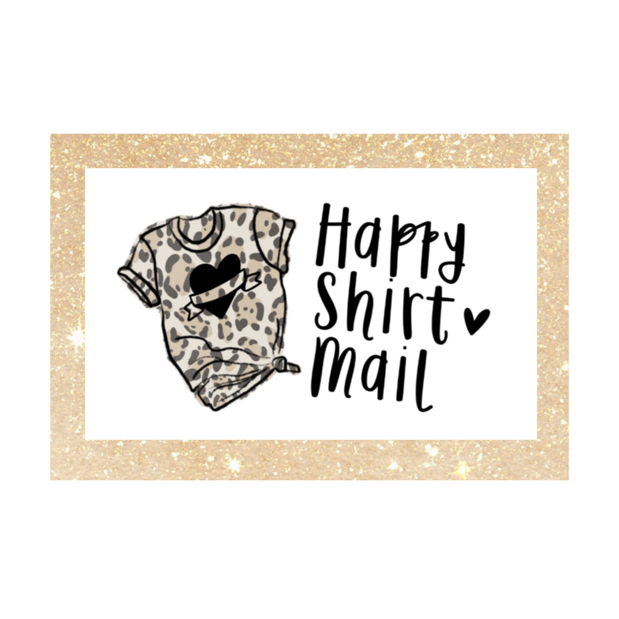 TGD Exclusive! Leopard and Black Happy Shirt Mail Sticker 1.5x2.5 Square Stickers, 25 stickers per pack