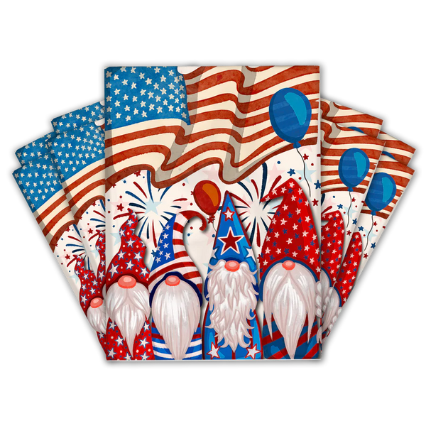 10x13 Red, White, & Blue American Flag Gnomes Stars and Stripes Designer Two Sided Poly Mailers, Shipping Envelopes, Mailing Envelopes, 20 each