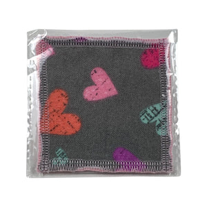 Floating Hearts Face Cleansing 3x3 Square Cloths Filler Package, 1 per pack, Now available with Logo Sticker Option!