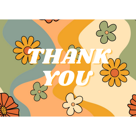 4x6 Thank You That 70's Retro Floral Thank You Cards, 20 per pack